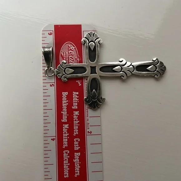 Victoria Cony Sterling Silver Taxco Mexico Cross Pendant - Picture 8 of 10